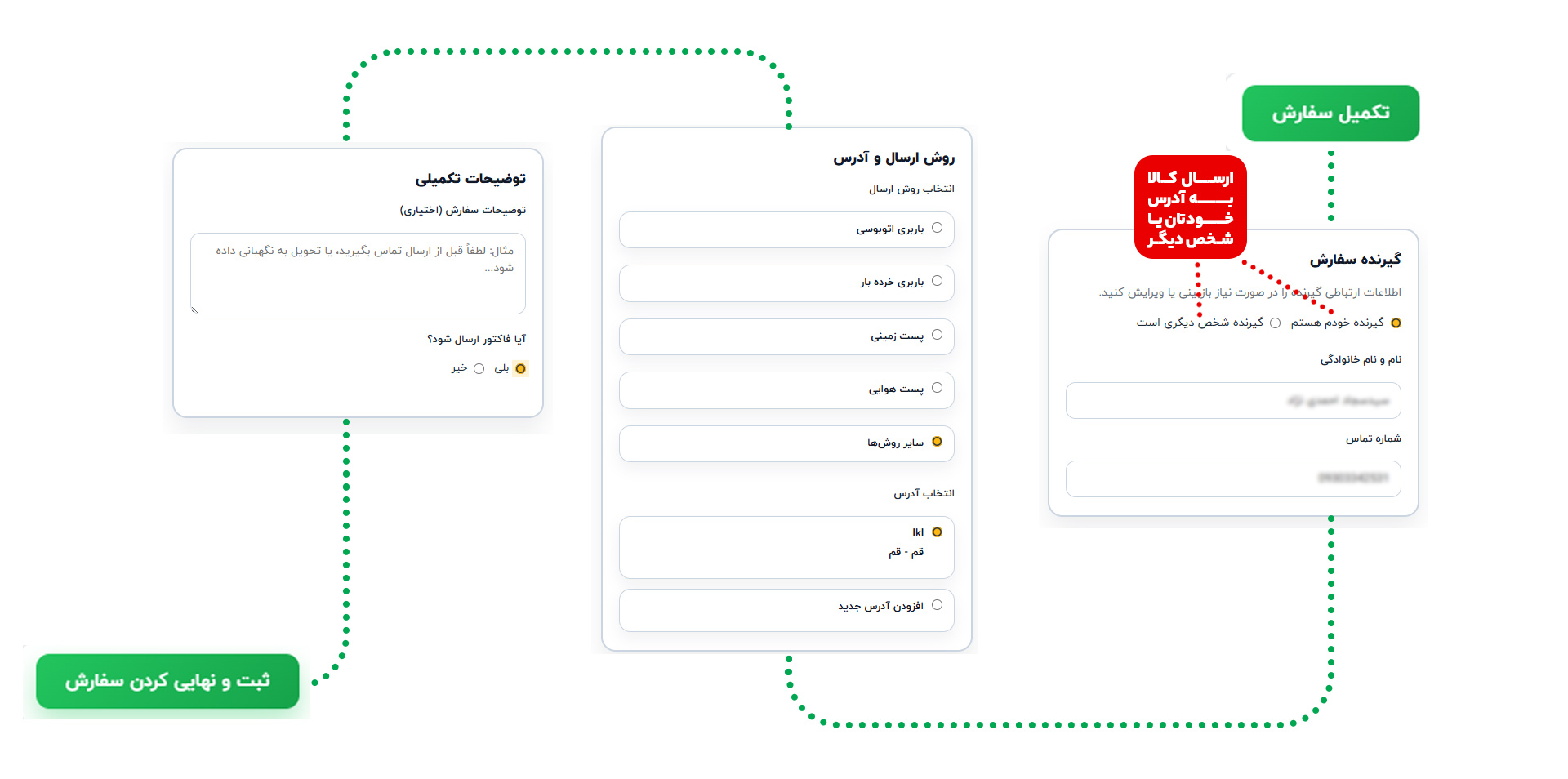 تکمیل ثبت سفارش